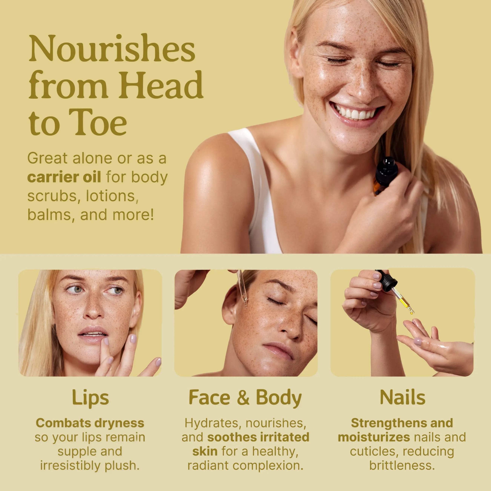 Organic Cold-Pressed Golden Jojoba Oil 100% Pure Skin Hair Face Moisturizer