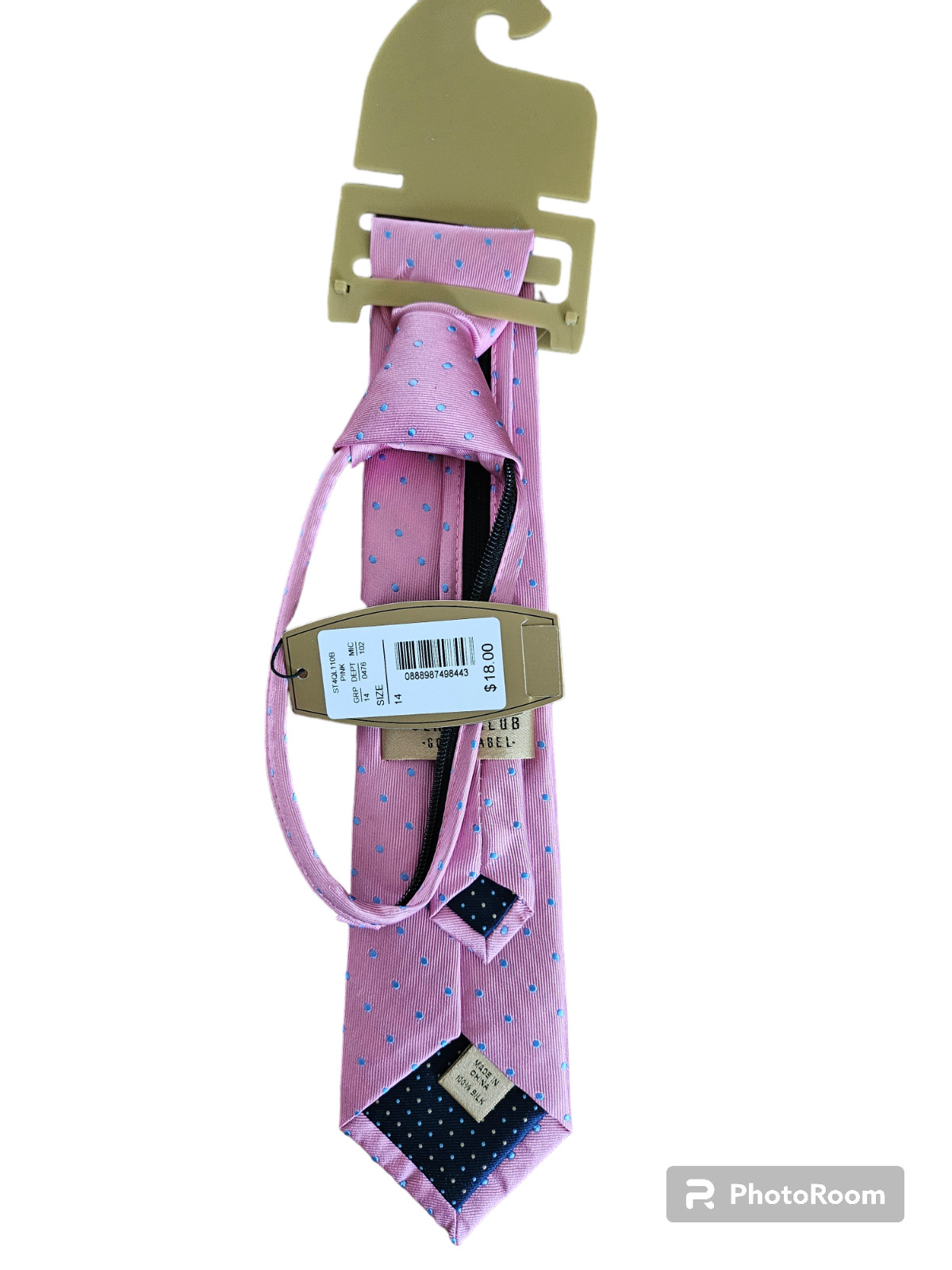 Dillards Class Club Gold Label Boy's Tie Pink W Blue Polka Dots