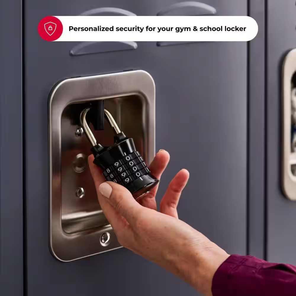 Combination Locker Lock, Resettable, Assorted Colors