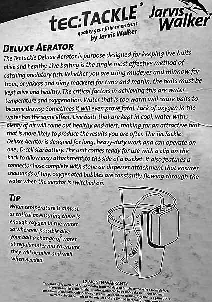 Tec Tackle Deluxe Aerator 2 speed Function Live bait pump