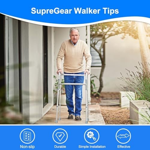Heavy Duty Rubber Walker Tips - 8 Pcs 1" Replacement Feet for Walkers, Commodes