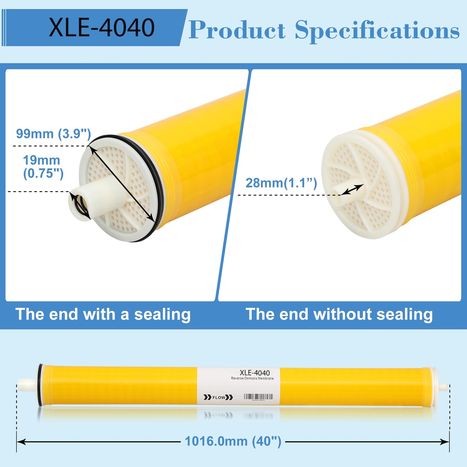Ozmosis XLE-4040 Reverse Osmosis RO Membrane for Water Filtration System 4"x40"