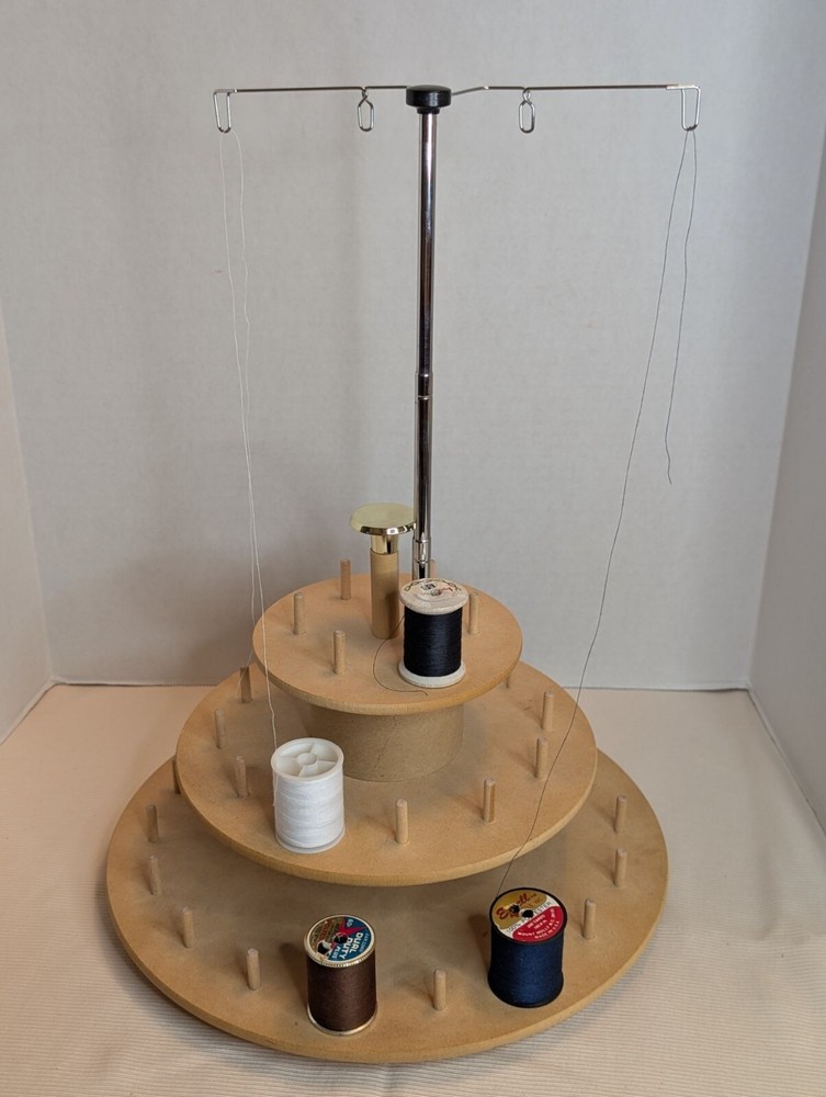 3-Tier MDF Board Sewing Spool & Thread Holder Metal Adjustable Stand For Thread