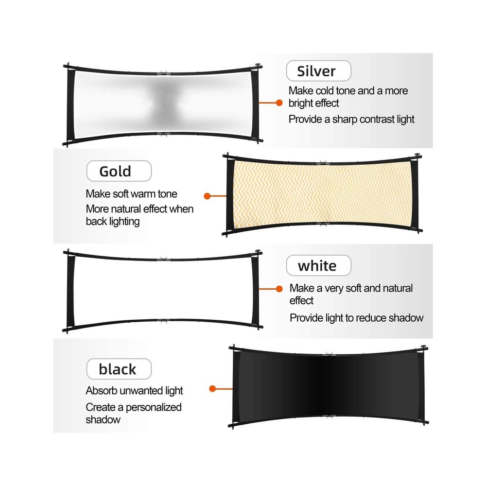 Clamshell Light Reflector Diffuser, 71"x24" /180x60cm Arclight Curved Lightin...