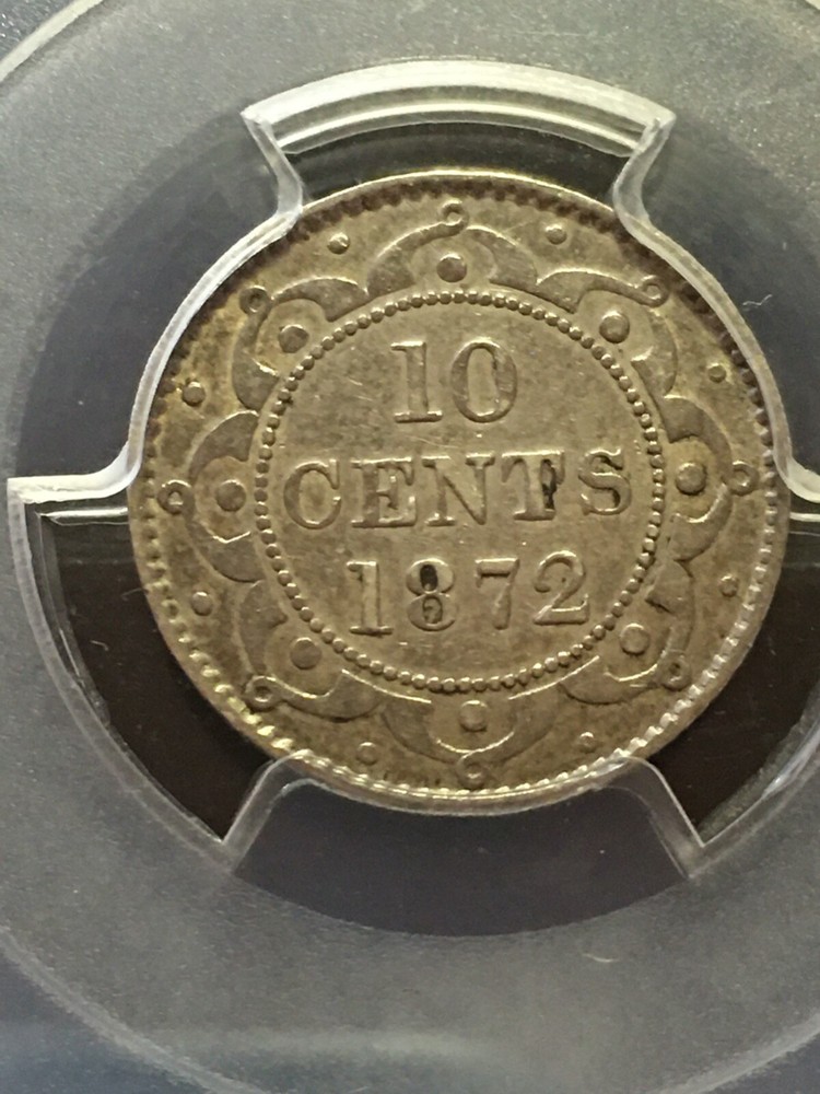 1872H PCGS Graded Newfoundland ¢10 Cent, **EF-45** Cert# 5278