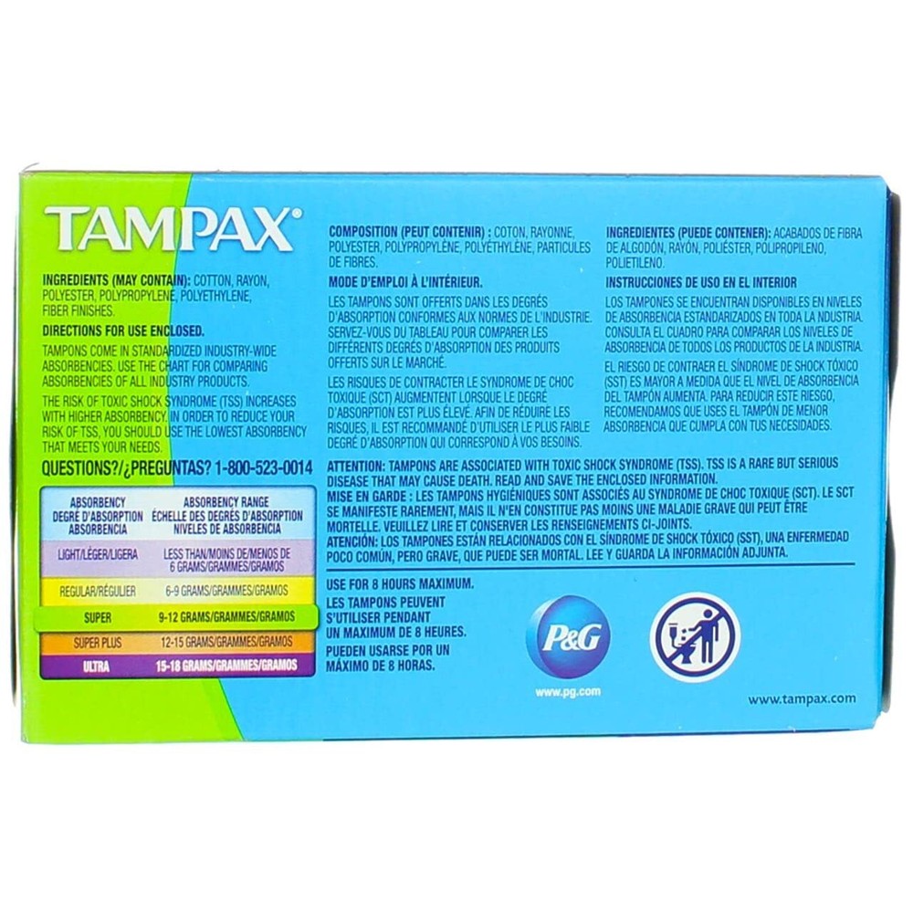 Tampax Cardboard Applicator Tampons, Super, 10/Box