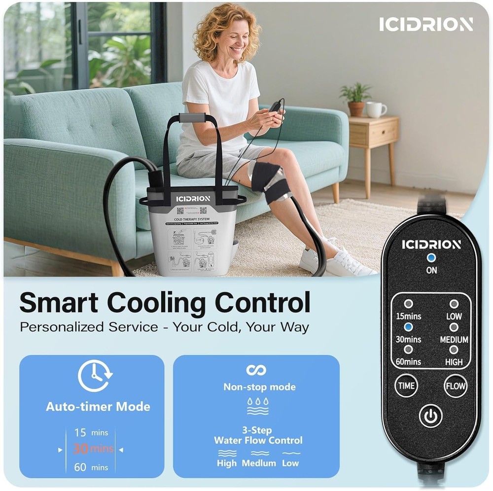 Portable Ice Machine for Post-Surgery Knee Relief, Adjustable Timer & Flow Rates