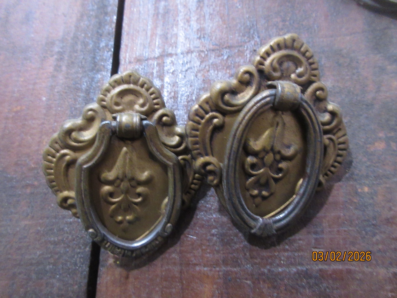 Lot of 9 Vintage Metal Back Played Ring Cabinet Door or Drawer Pulls w/Hardware