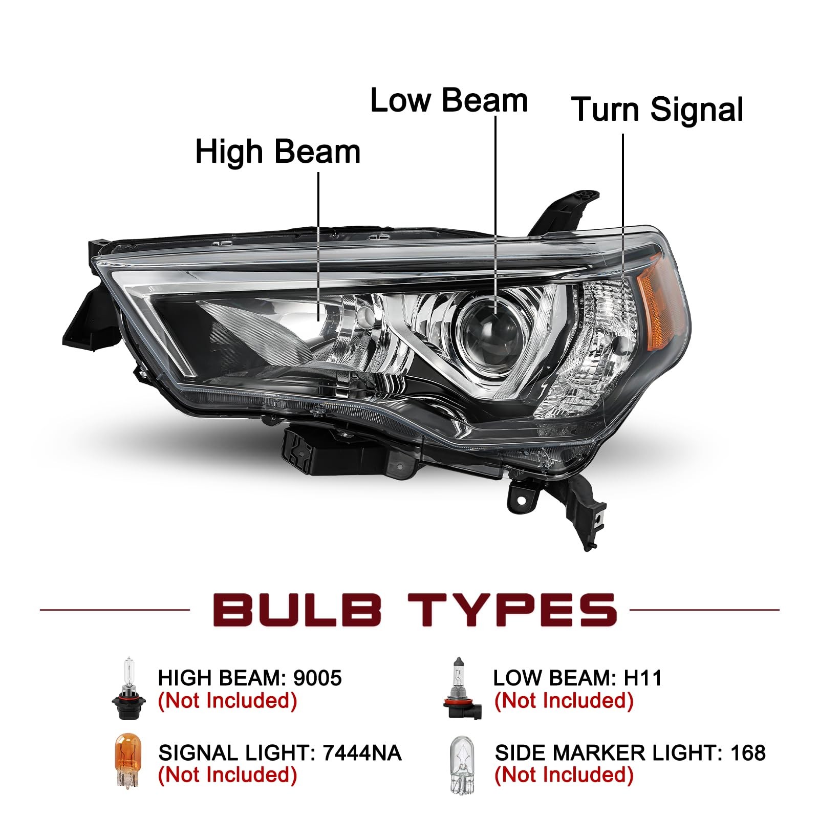 Headlight for 2014-2020 Toyota 4Runner Left and Right Side Headlamp Assembly