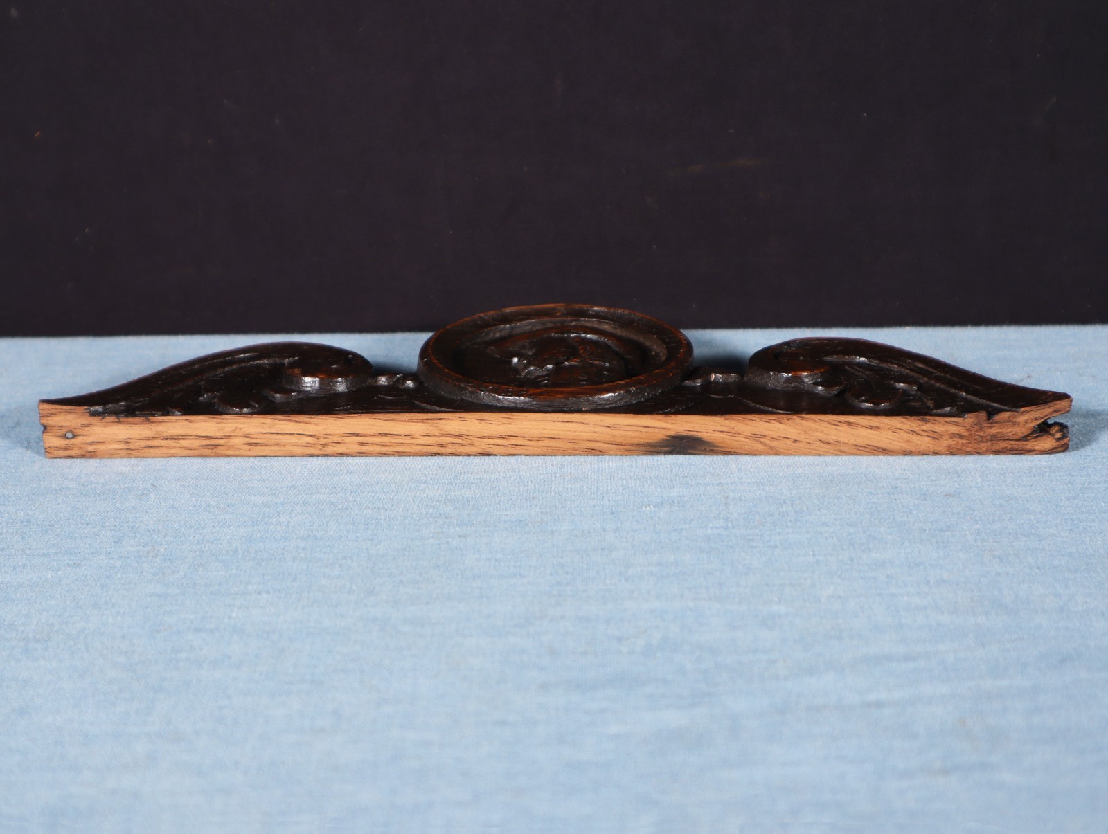 10" Wide Antique French Breton Crest in Solid Chestnut Wood Highly Carved