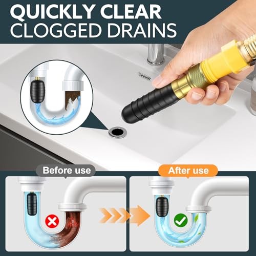 3-Pack Drain Bladder Kit, Water-Powered Rubber Drain Cleaning Bladder, Fits 1