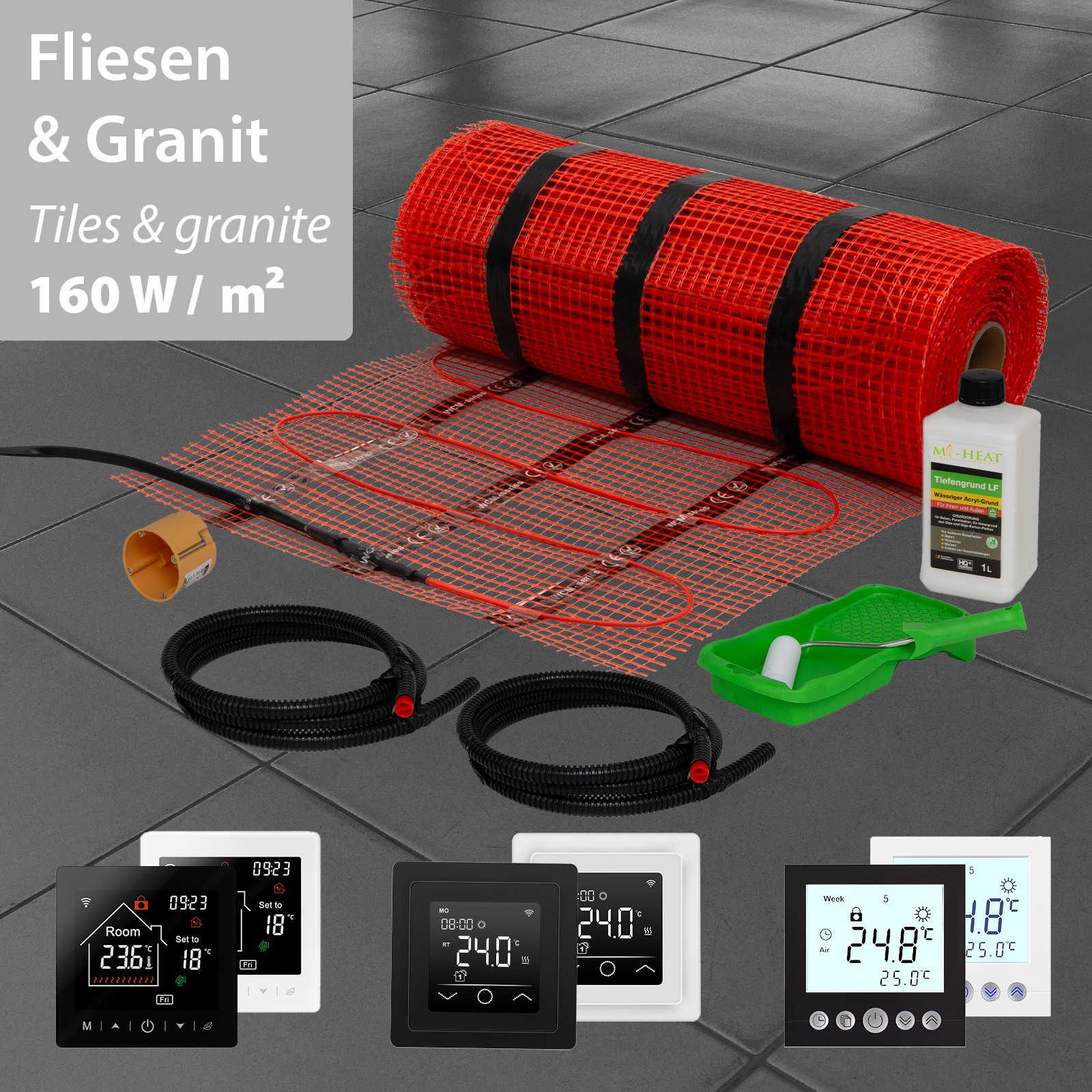Electric Underfloor Heating Underfloor Heating Electric 160W Electric Tile Bathroom Set
