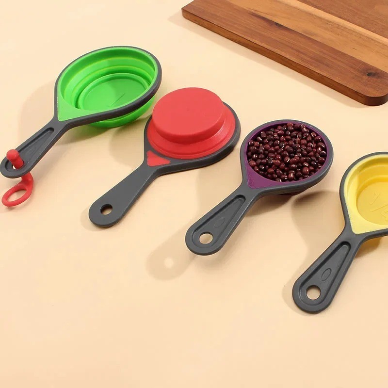 Collapsible Measuring Cups & Spoons Set Foldable Silicone Kitchen