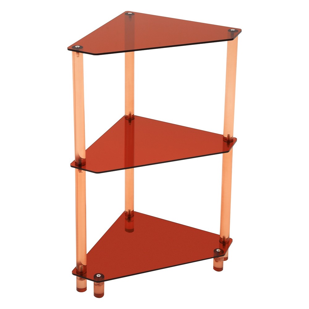 3 Tier Triangle End Table Acrylic Side Table Freestanding Side Table Brown