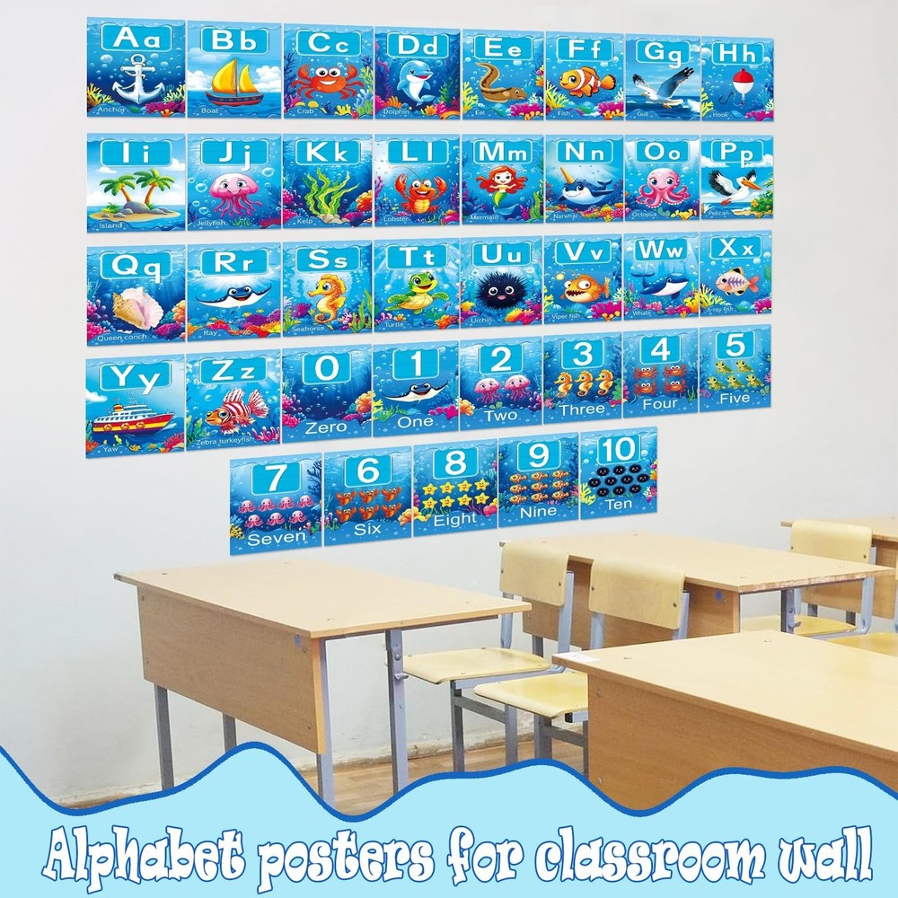 37 Piece Alphanumeric Bulletin Board Set Submarine Alphanumeric 0-10 Card Cut...
