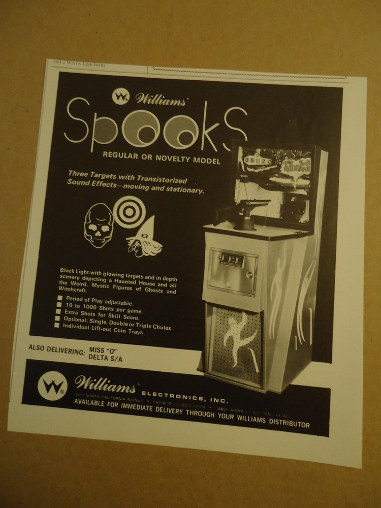 Williams' Spooks shooting game Williams' Electronics AD