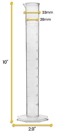 12PK Graduated Cylinders, 100mL - Class B Tolerance - Octagonal Base - Polypr...