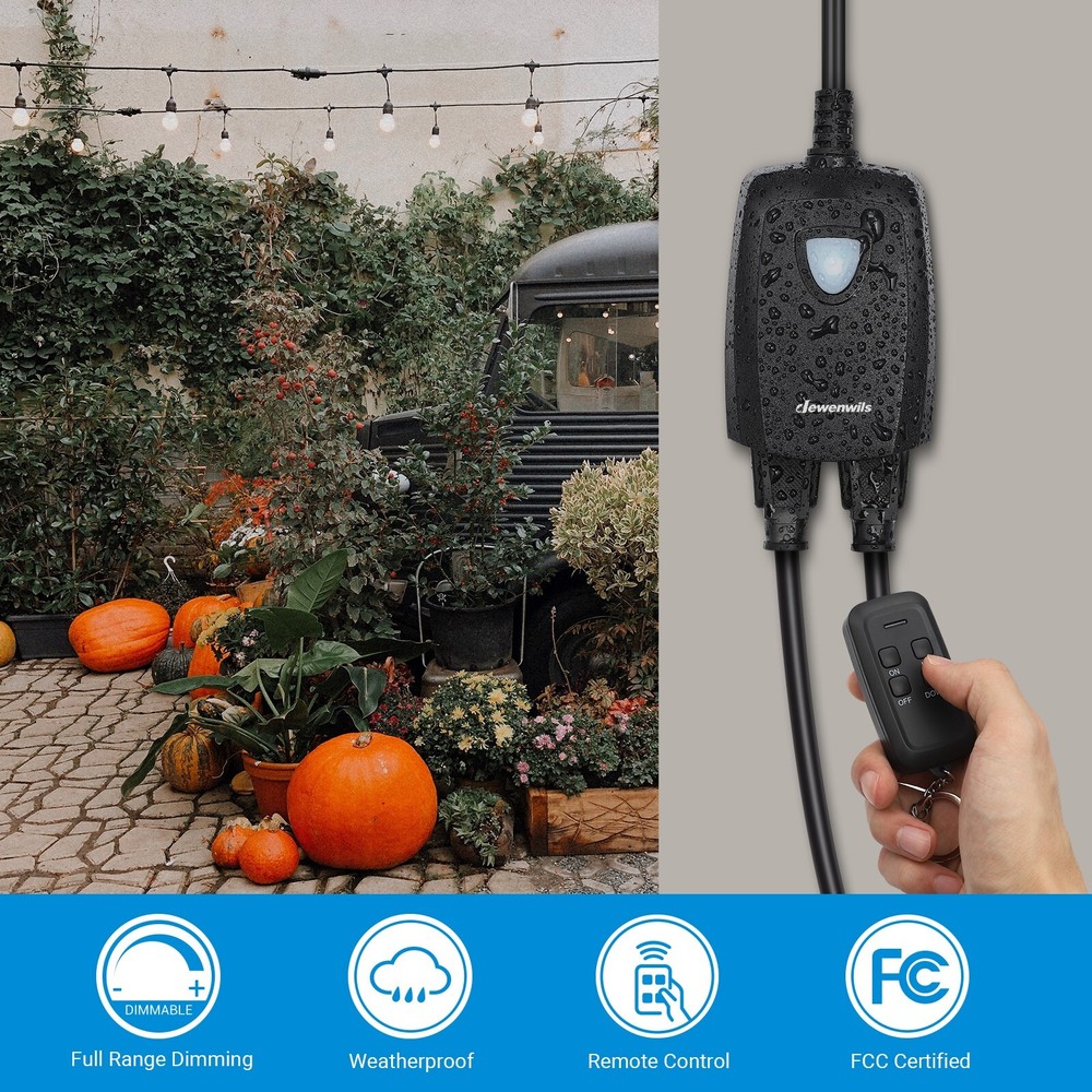 DEWENWILS Outdoor Dimmer for String Lights Plug in Remote Control Light Dimmer