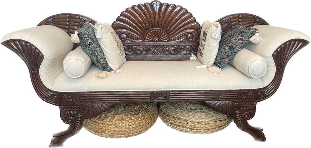 Teak wood sofa, hand carved