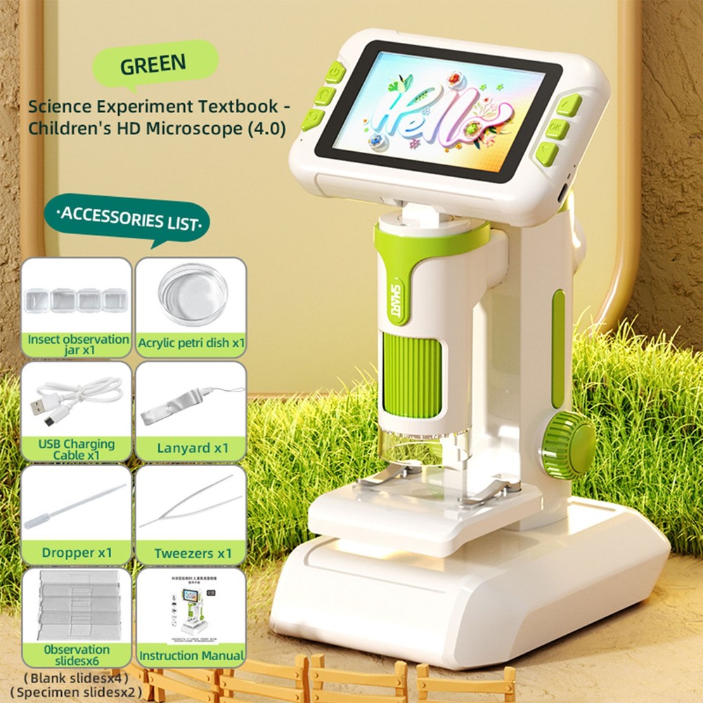 Kids Microscope 1600X Handheld Digital Microscope with 4 Inch 1080P Screen