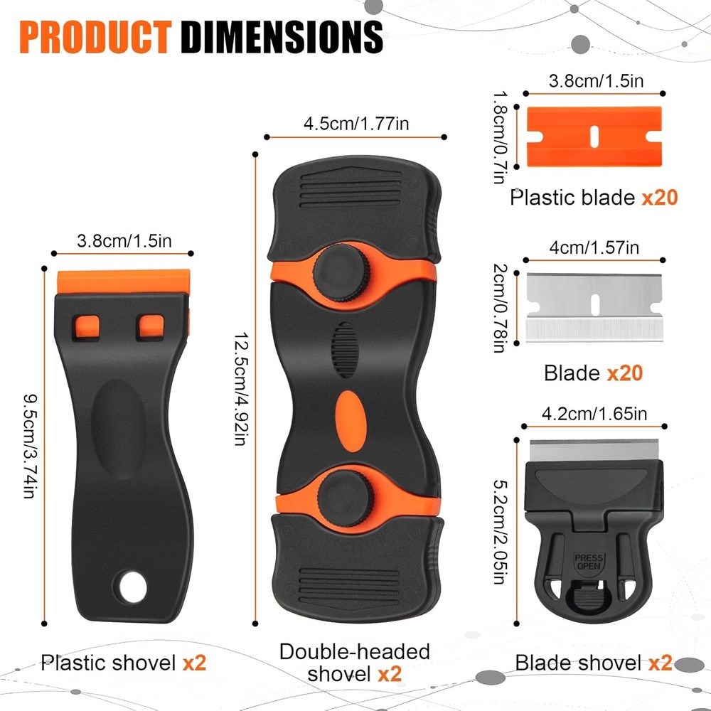 6 Pack Razor Blade Scraper Tool, Razor Scraper, Paint Scraper for Cleaning, With
