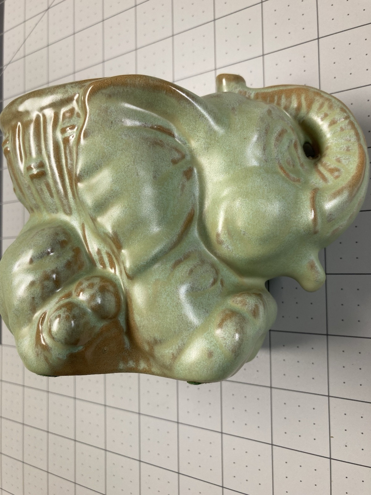 Frankoma Elephant Bank, Vintage, Prairie Green, Excellent Condition, a Rare Find