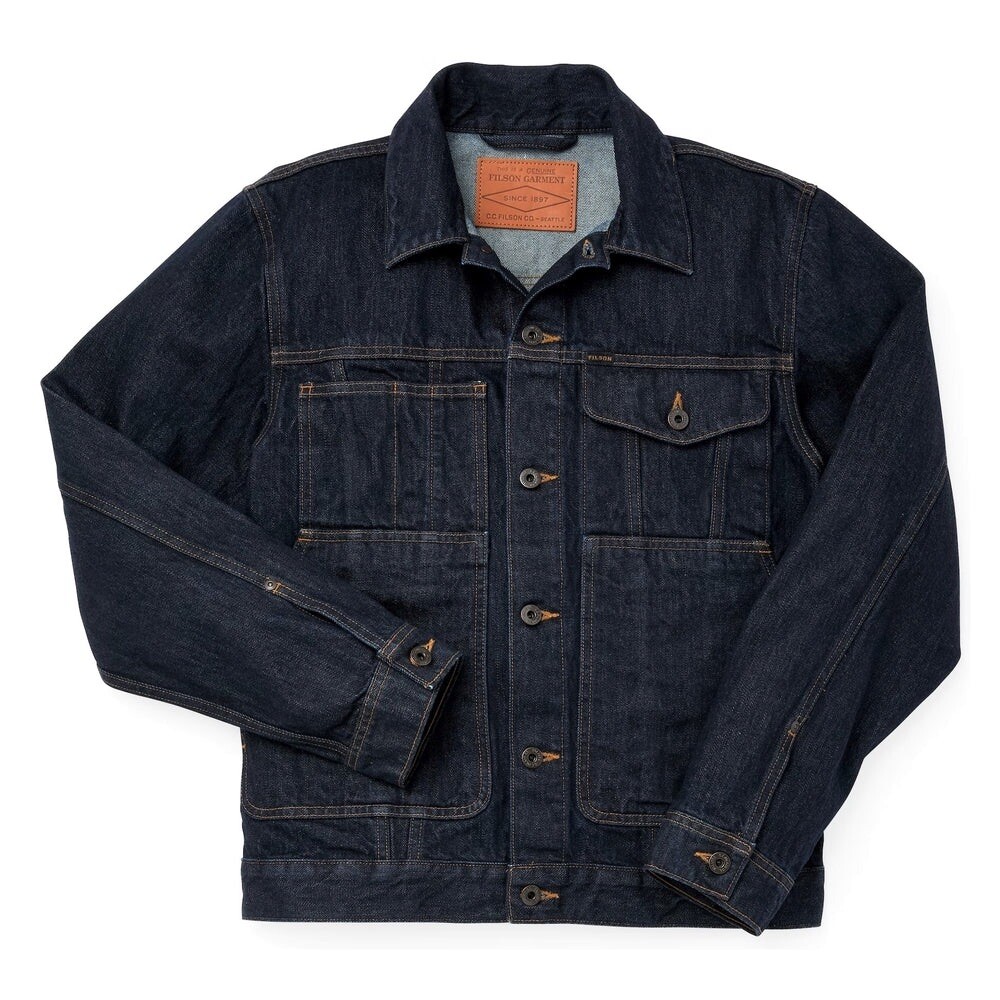 NWT Filson Unlined Denim Short Cruiser Rinsed Indigo Blue Mens Button USA XS