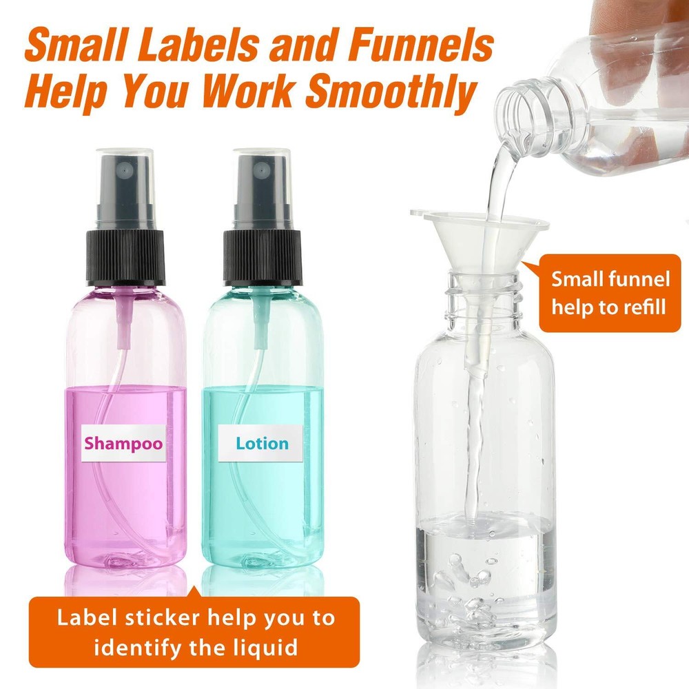 30 Pack 2 oz Fine Mist Mini Clear Spray Bottles with Pump Spray Cap