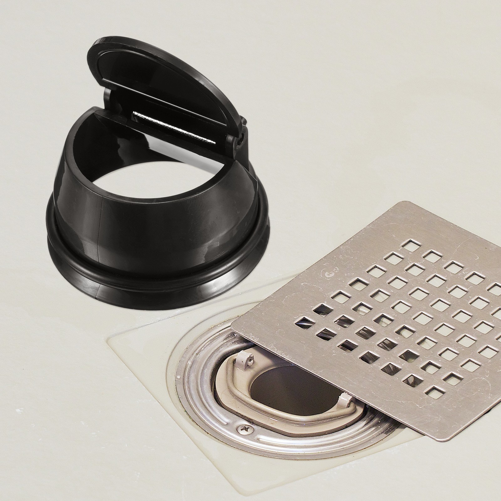 Floor Drain Anti-Odor Core Shower Floor Drain Backflow Preventer Black 2PACK