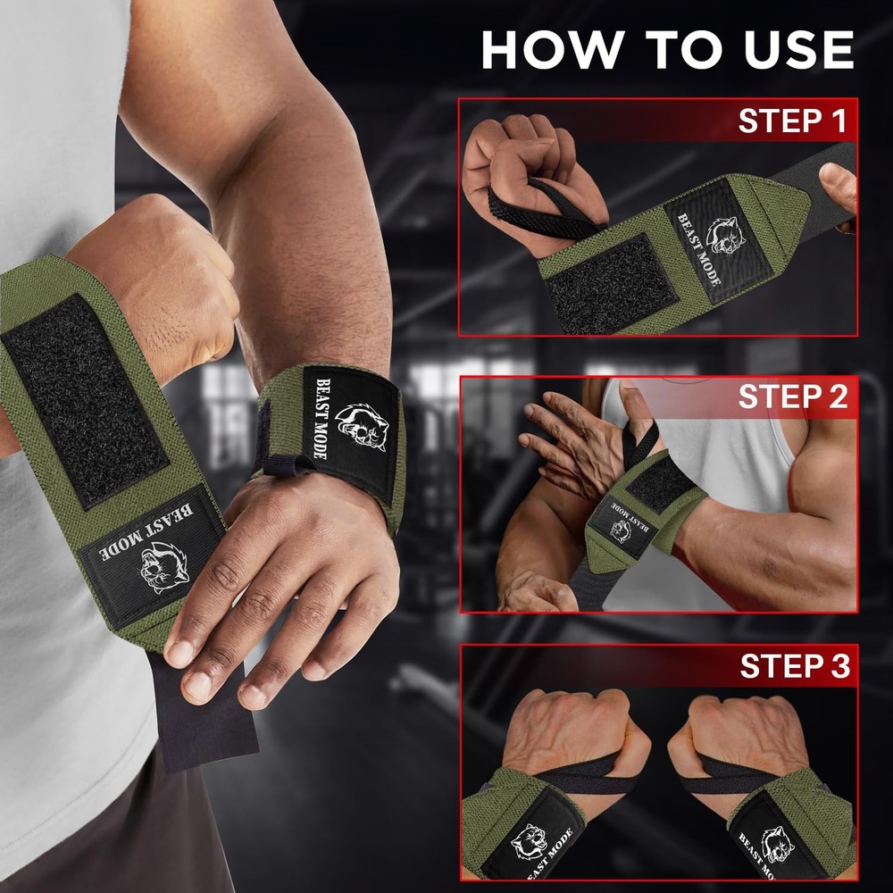 HeavyDuty Weightlifting Wrist Wraps with Thumb Loop for Powerlifting & Training