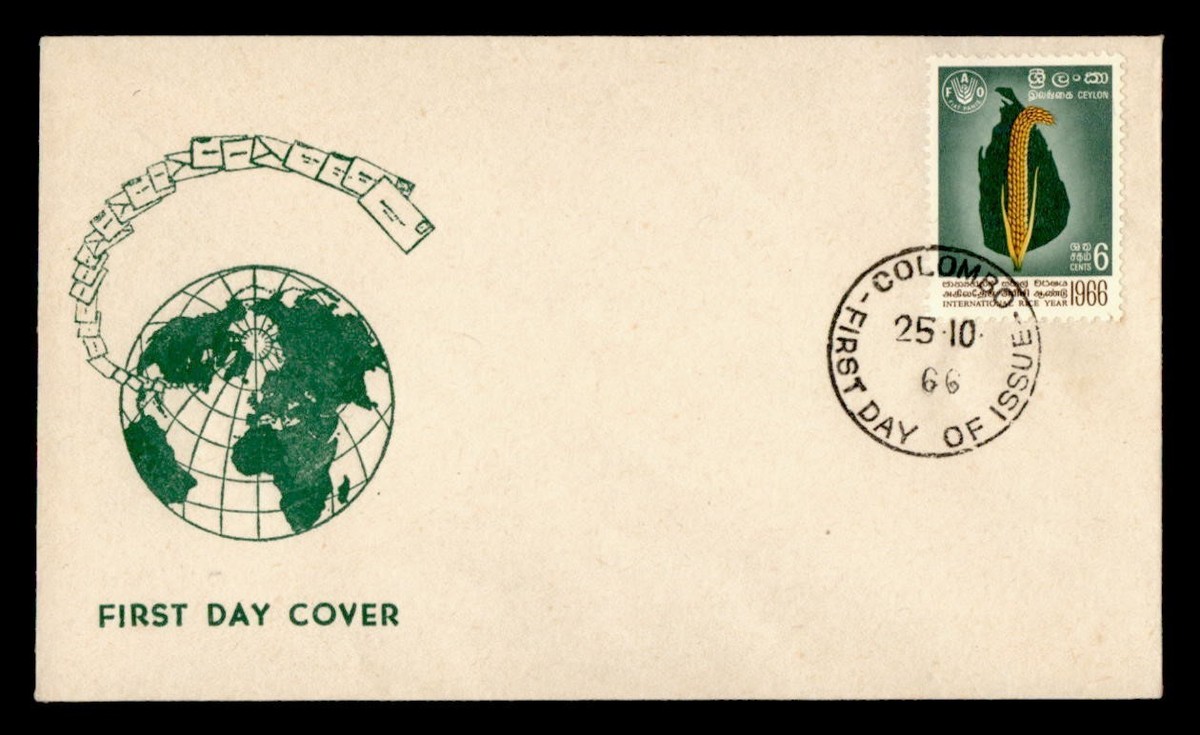 DR WHO 1966 CEYLON FDC RICE YEAR M64802