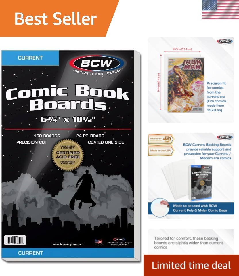 100-Pack Acid-Free Comic Book Backing Boards | 24 pt. Solid Construction