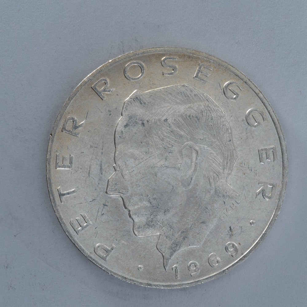 1969 Austria 25 Schilling Peter Rosegger silver coin vintage Austria