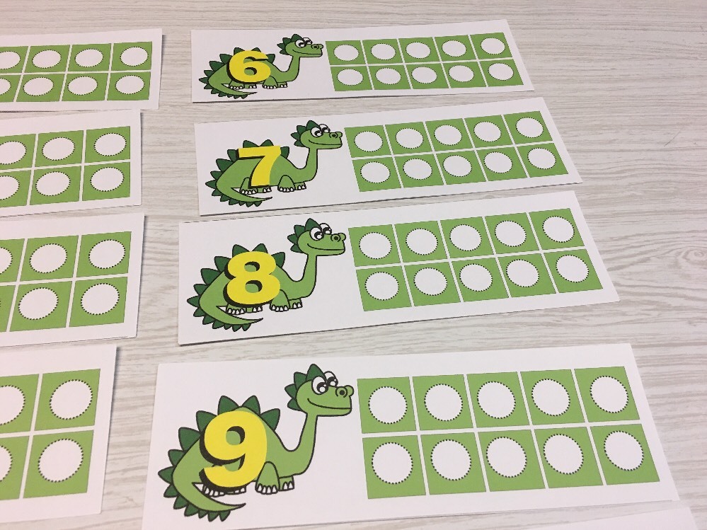 Dinosaur Ten-Frames - Laminated Activity Set - Teaching Supplies