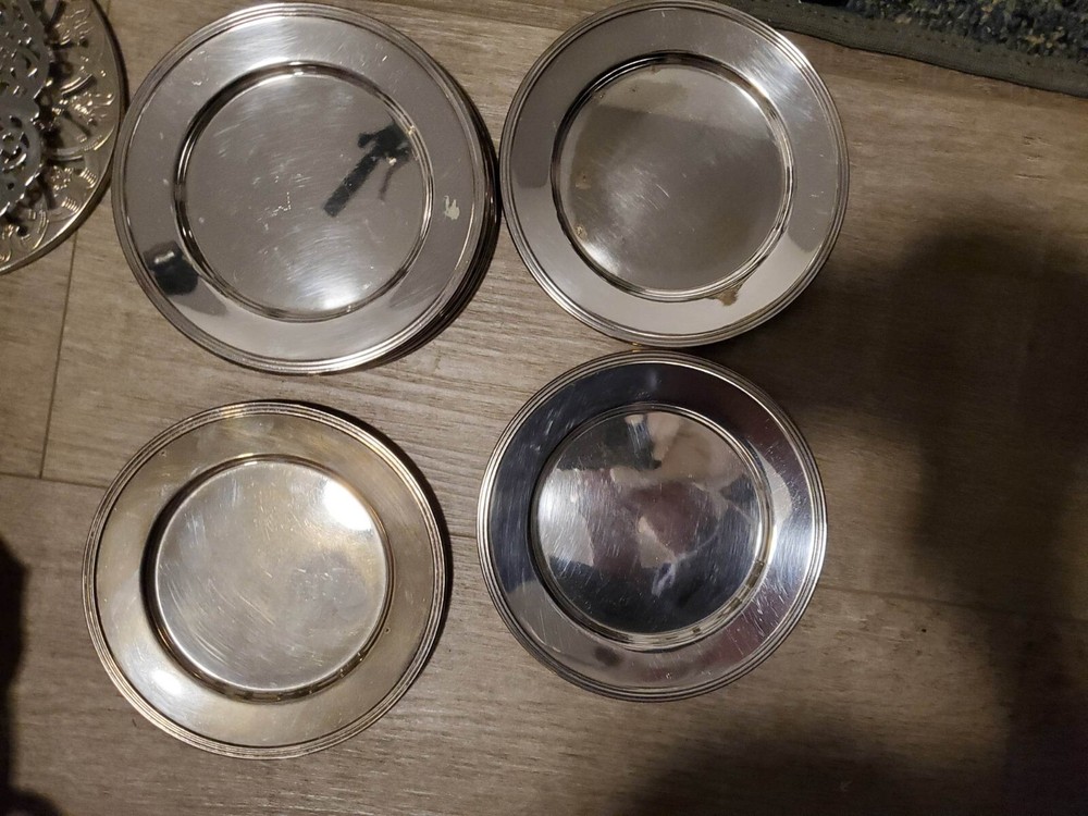 Silver plated side plates 6" diameter set of 8 plates