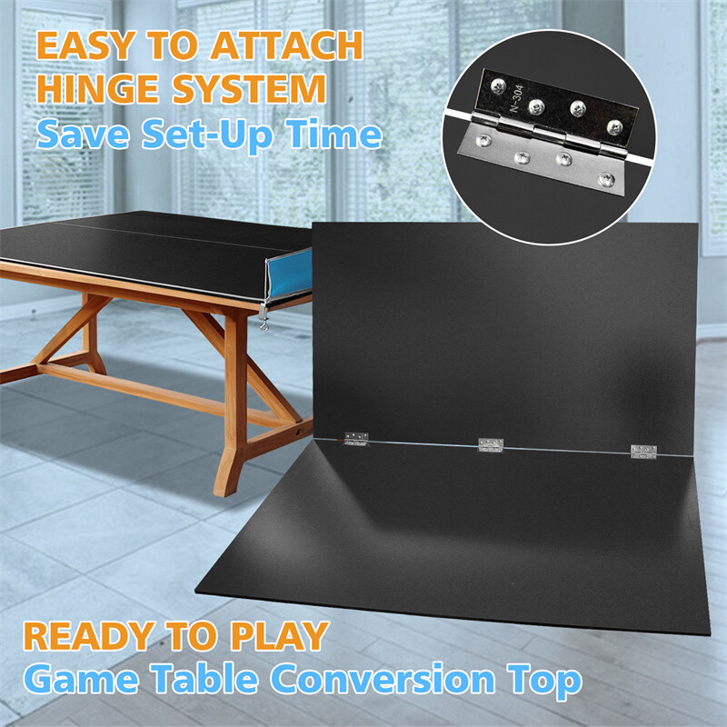 8FT Black Mid-Size Foldable Table Tennis Conversion Top Ping Pong Table Indoor