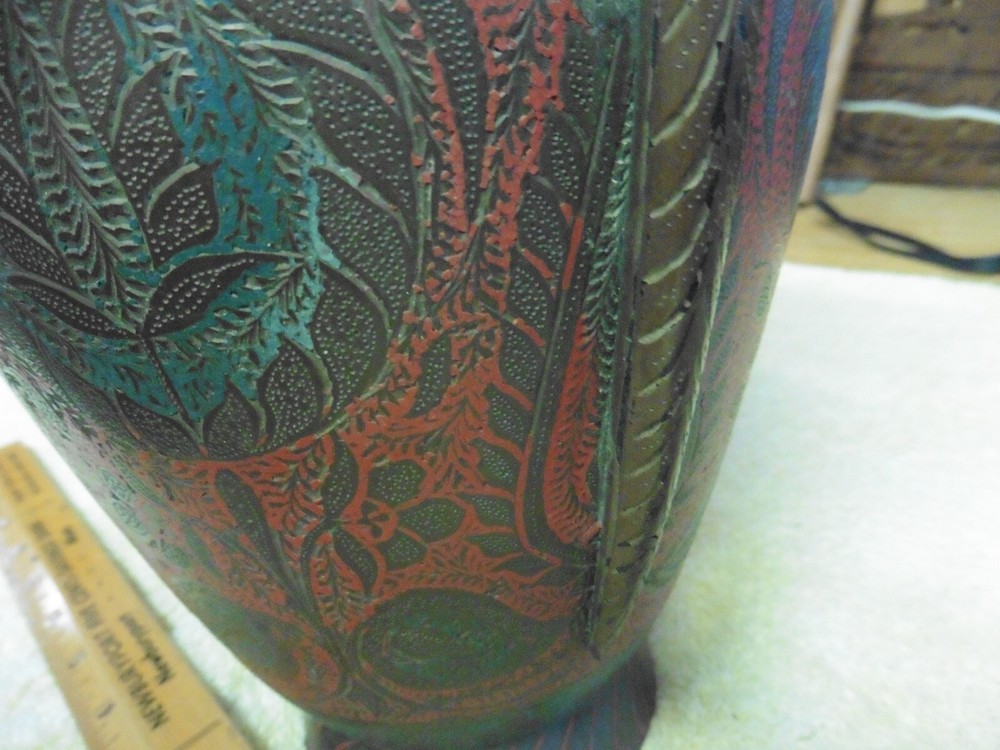 Antique Copper Brass Hand fine Carved 473 pot snake Cobra Python Handle marked