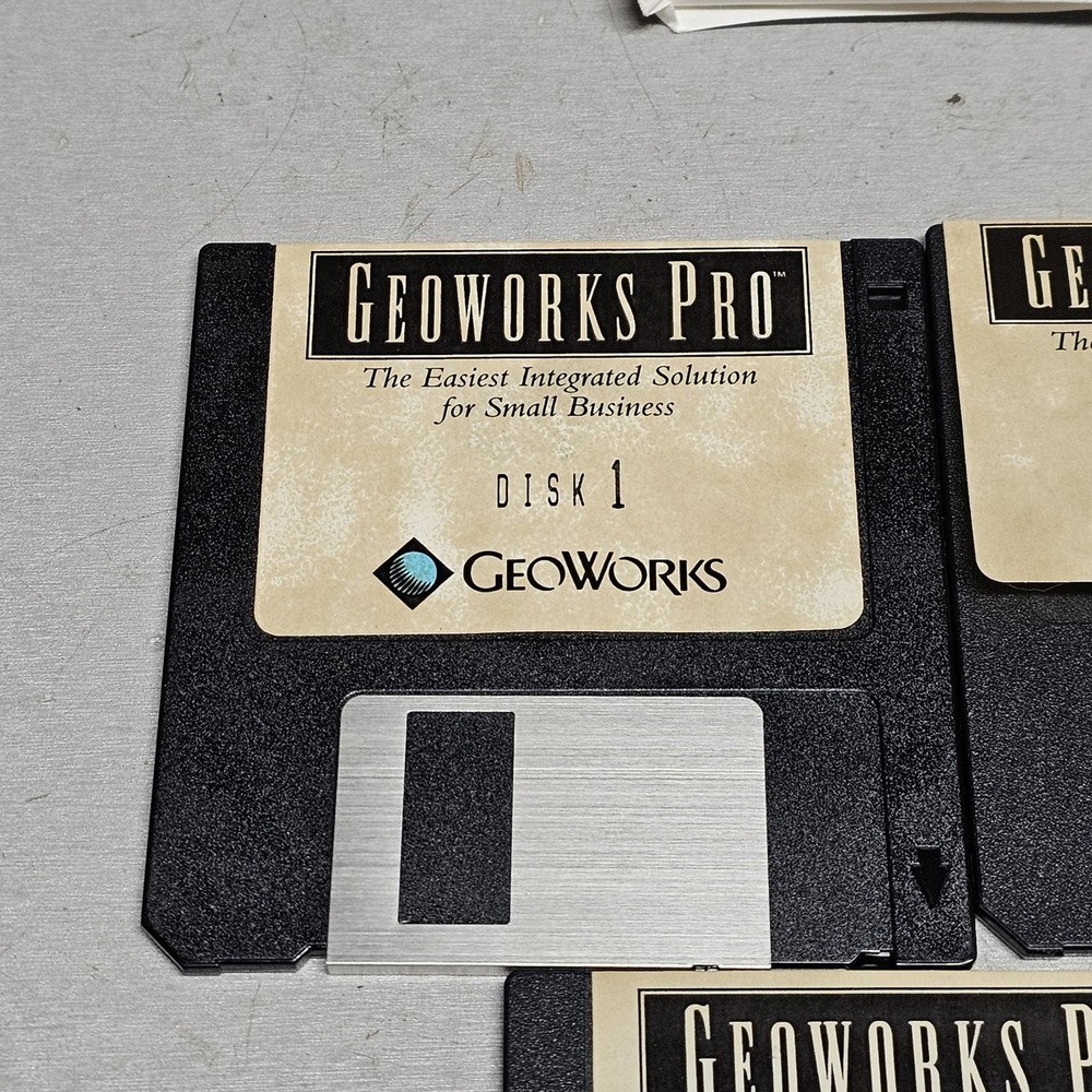 GeoWorks Pro for DOS Vintage Software 5 Floppy Disk Set w/ Manual