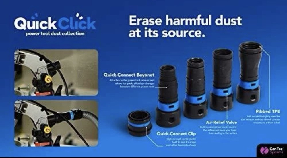 Quick Click Expanded Multibrand Power Tool Adapter Set For Dust Collection