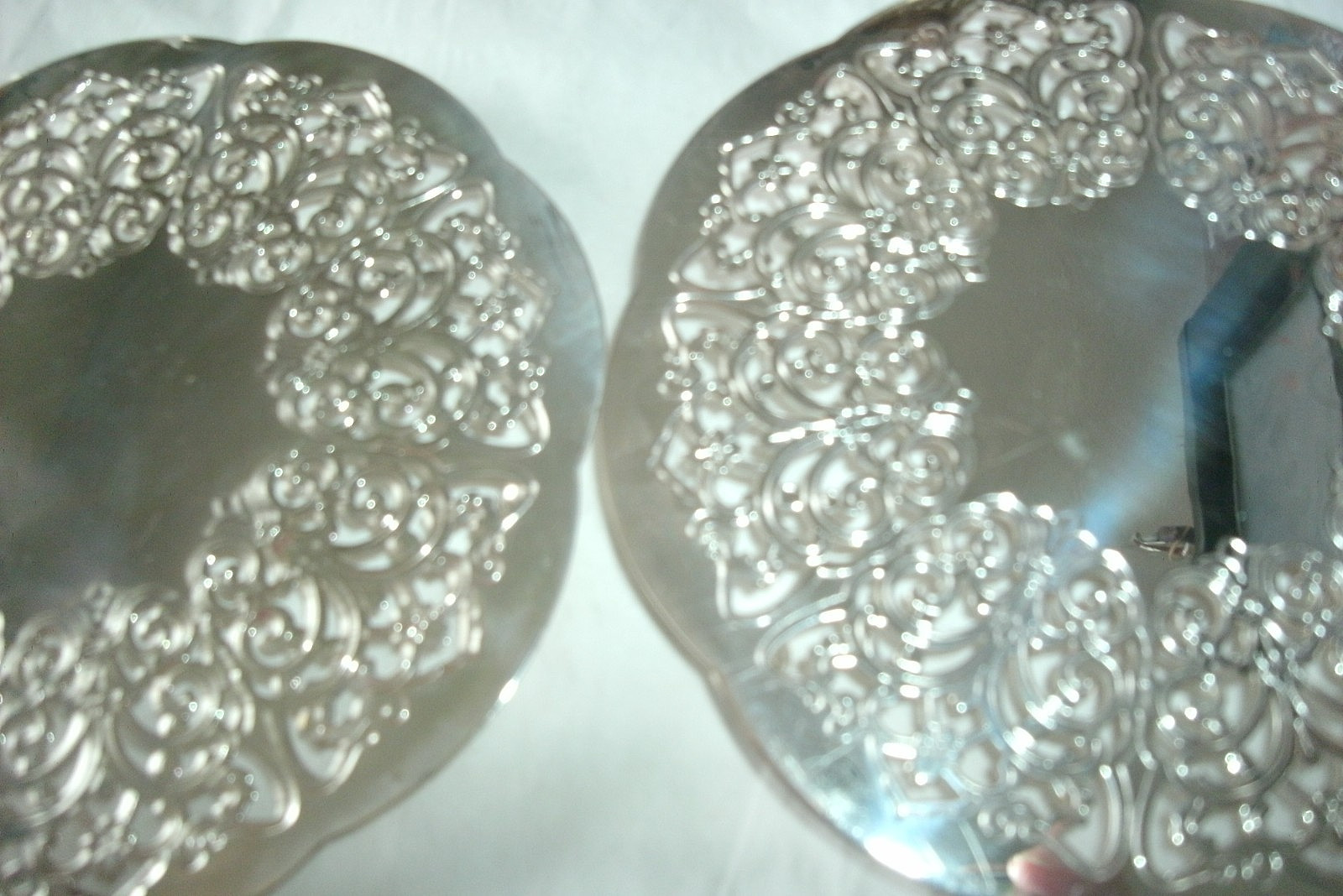 2 VINTAGE FOOTED SILVERPLATE TRIVETS, MADE IN WESTERN GERMANY, 6"