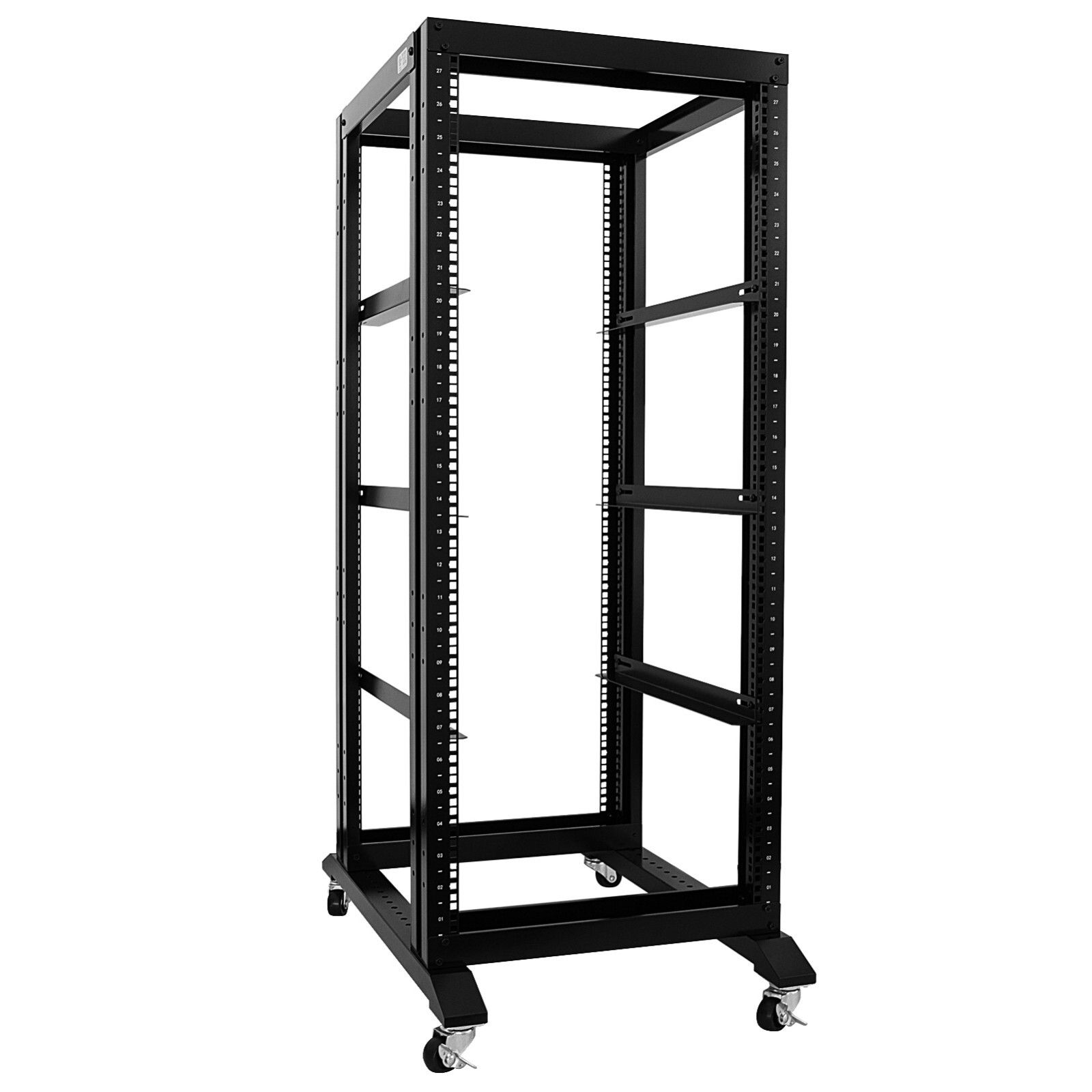 New 27U 4 Post Open Frame Server Open Rack 24" Deep With 3 pairs of L Rails
