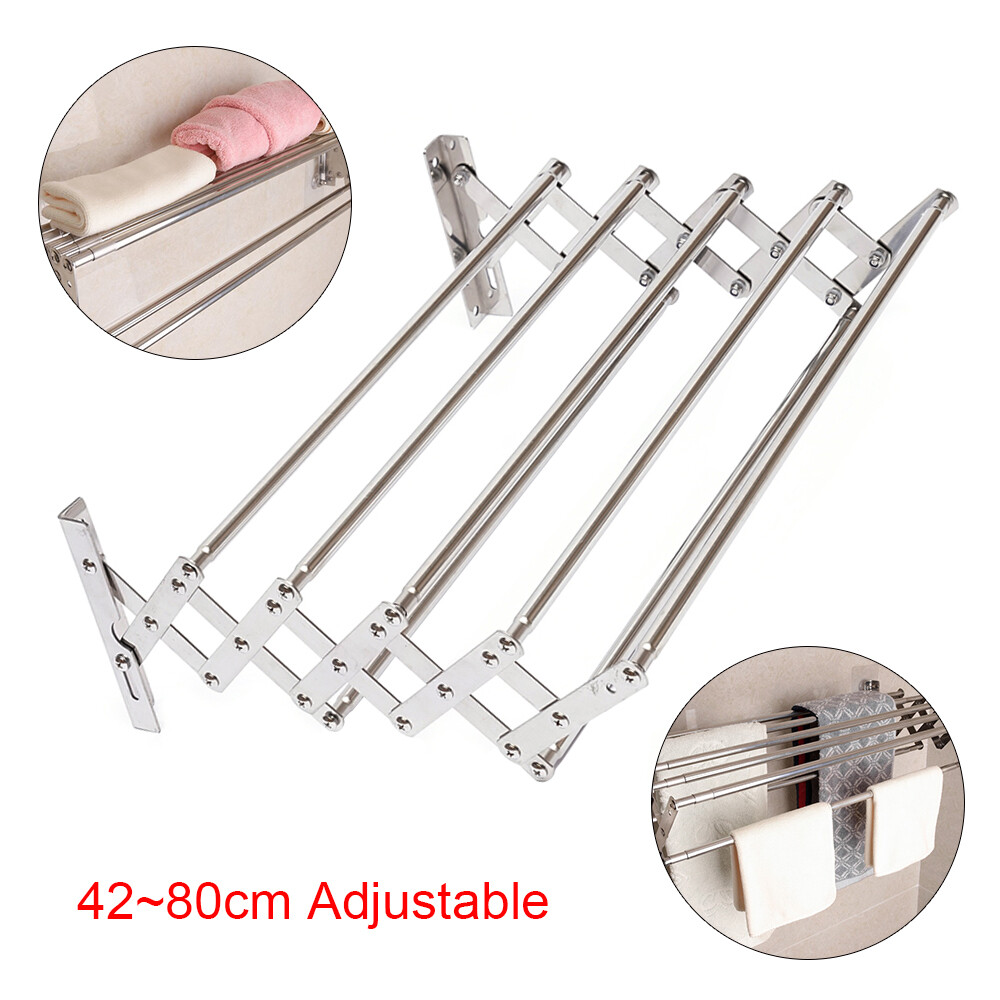 Wall Mounted Laundry Drying Rack, Clothes Hanger Rack, Retractable Clothes Rack