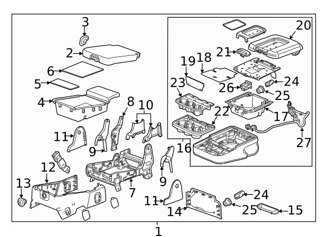 Genuine GM Front Floor Console Front Compartment 23362989