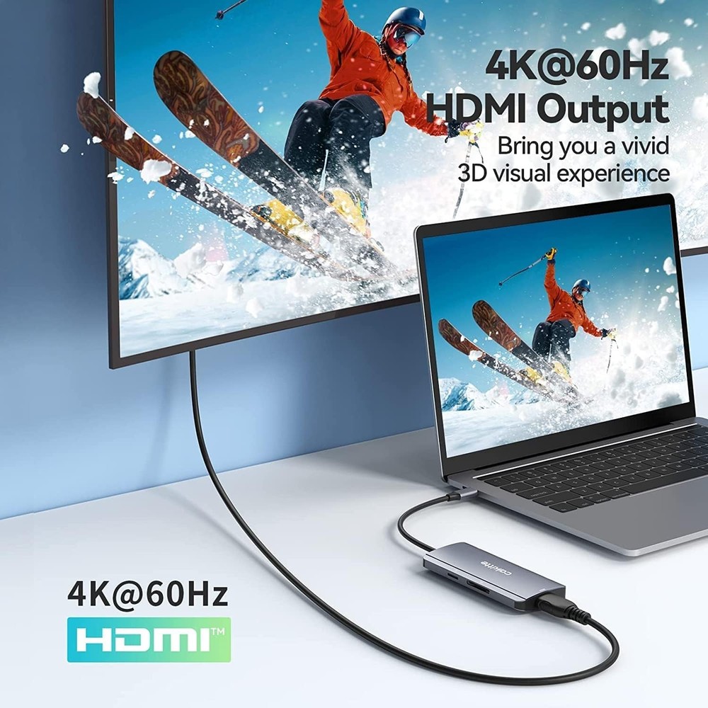 Sophisticated USB C Hub - 7 Connectivity Options: 4K HDMI, Fast Data Transfer