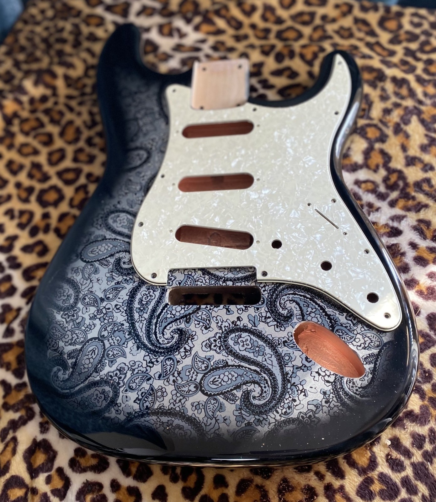 Paisley Stratocaster HSH Alder Fender Replacement Body Shielded Cavity
