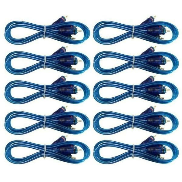 Absolute 10 Pack 17' 2 CH RCA Interconnect Cable Wire for Marine, Car Amplifier