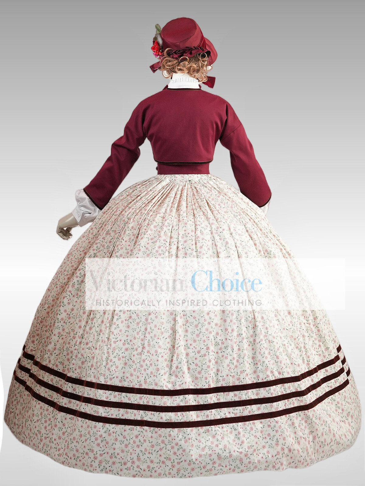 Victorian Southern Belle 19th Century Floral Dress Garden Theater Clothing 2402