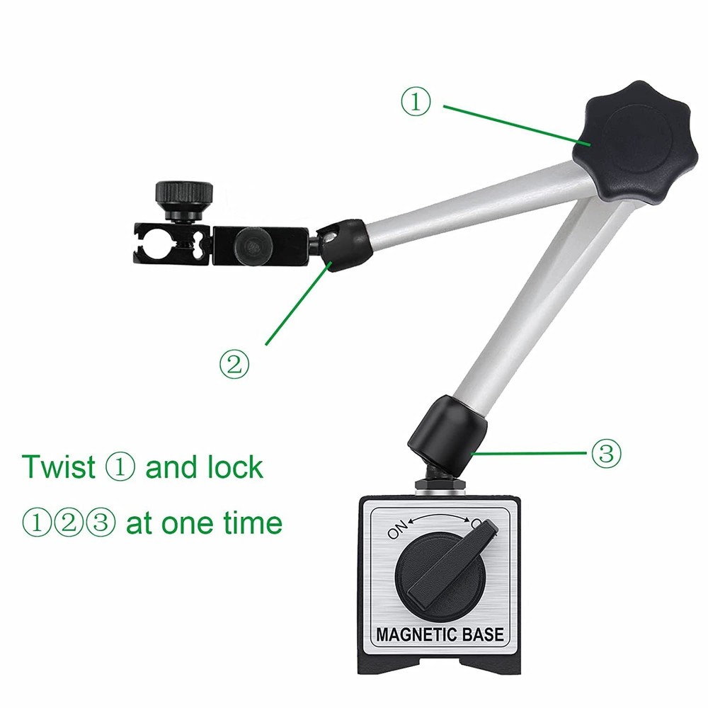 Adjustable Magnetic Base Dial Indicator Holder, 176Lbs/80Kg Max Pull