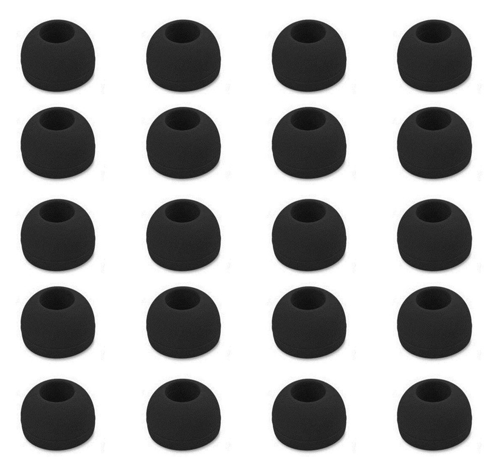 Silicone Replacement Ear Buds Tips, 20 Size: Medium - Shape: Standard, Black