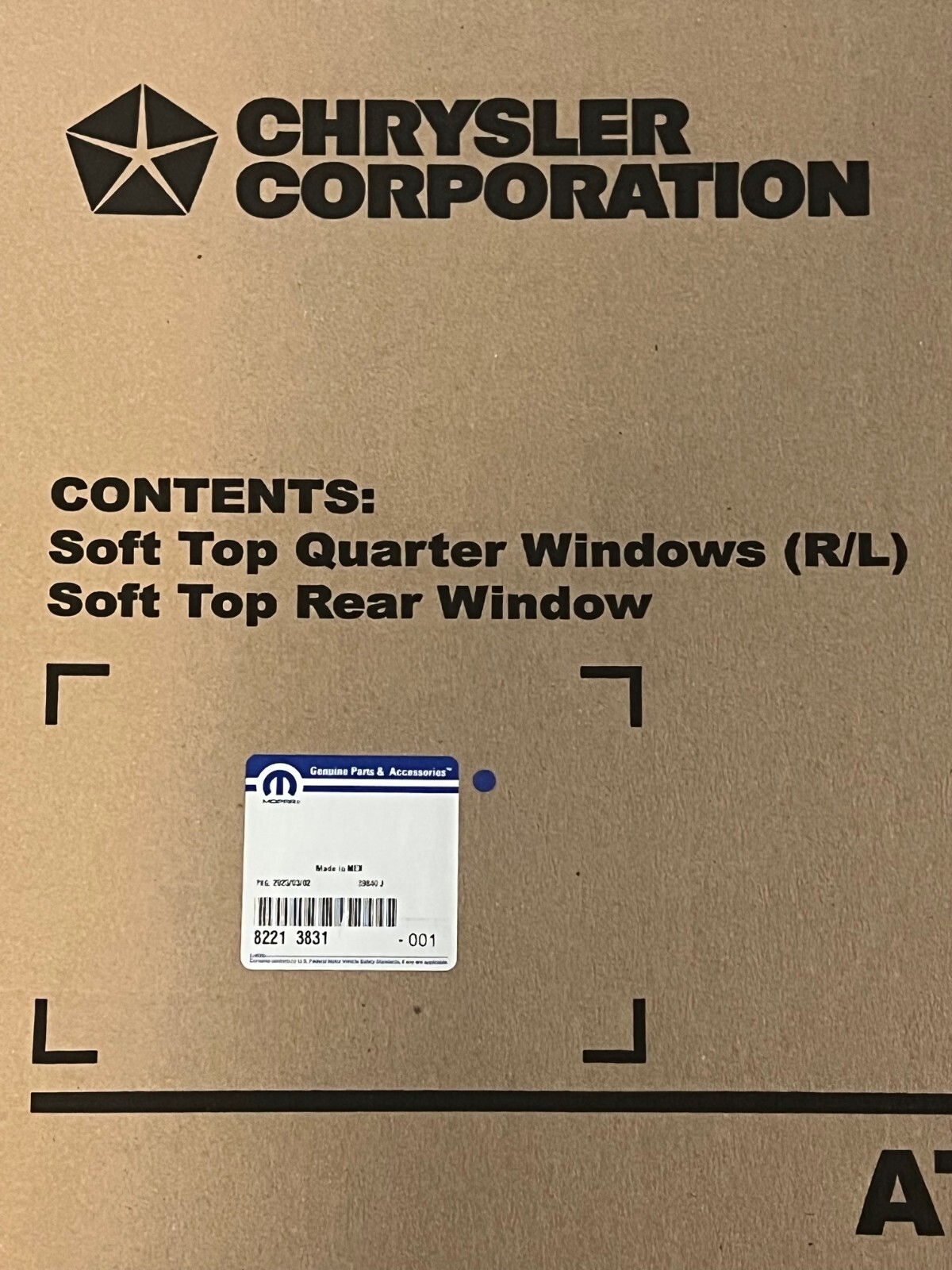 NEW OEM 82213831 Tinted Soft Top Window Kit Set of 3 Jeep JK Wrangler Unlimited